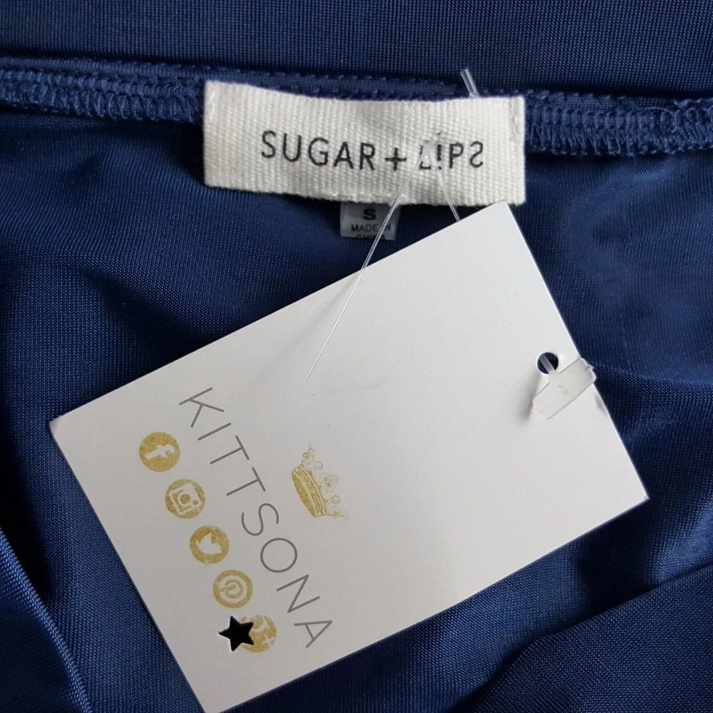 Sugar Lips Persephone Skirt Women's‎ Size S Navy Blue Kittsona Career Casual New